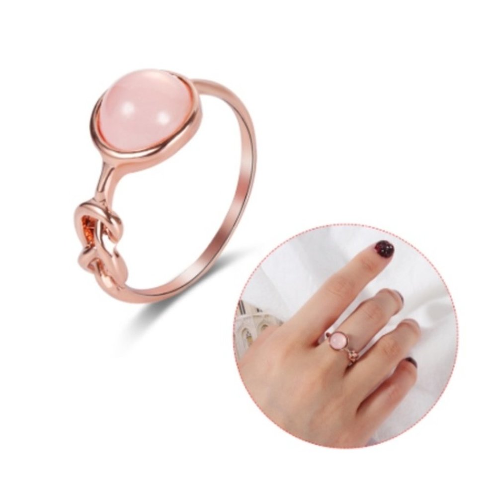 Rose Gold Pink Moonstone Knot Ring